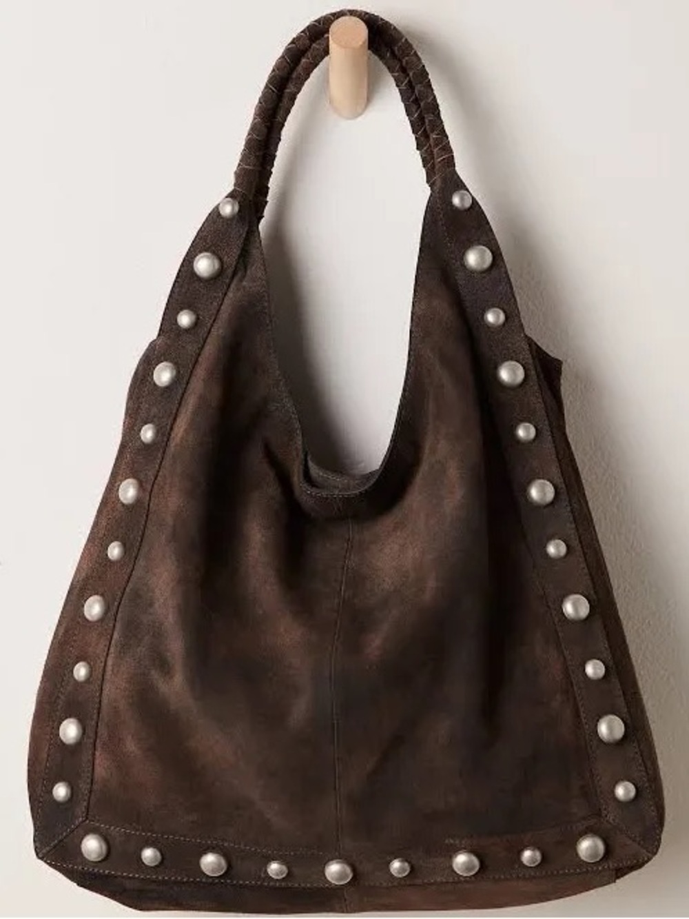 NWT FREE PEOPLE See You Soon Studded Tote | Bitter Bark/Brown MSRP $198 CURRENT - Picture 9 of 12